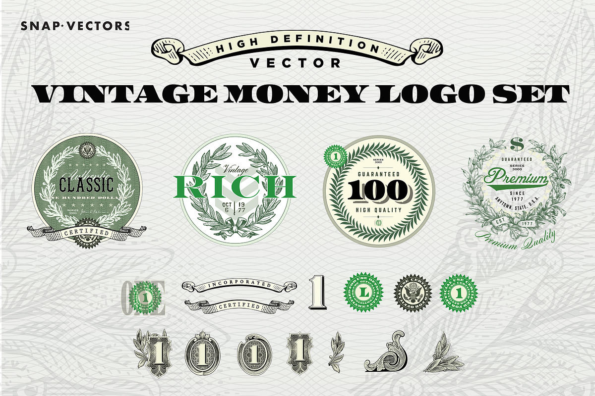 Vector Vintage Money Logo Set, a Branding & Logo Template by Snap Vectors (Photo 3 of 3)