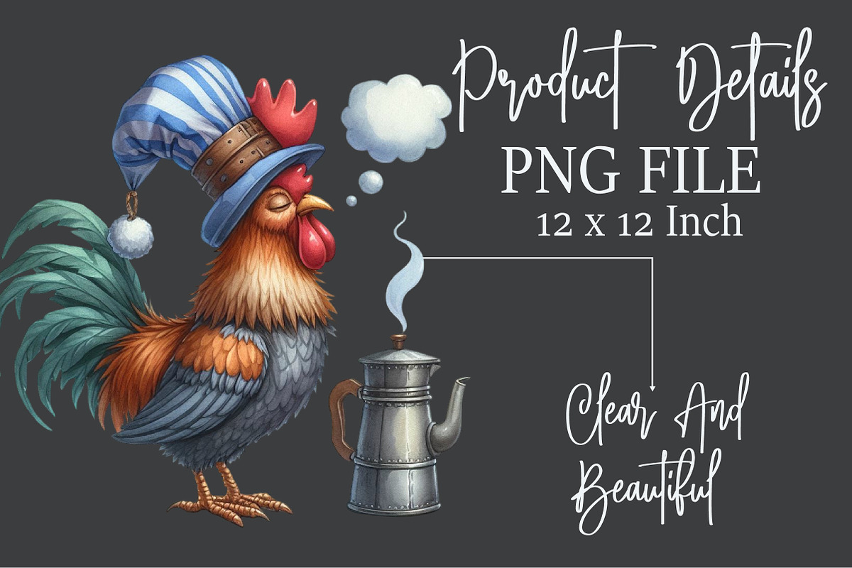 Quirky Rooster with Coffee Clipart, an Illustration by Rose Art (Photo 4 of 7)