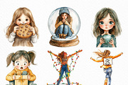 Christmas Funny Skinny Girl Clipart, an Illustration by Craft Nest (Thumbnail 3 of 6)