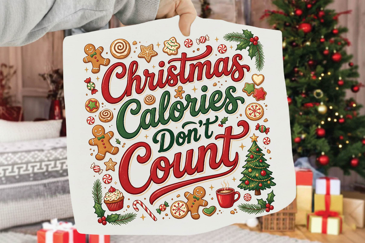 Christmas Calories Don’t Count PNG, a Seasonal Illustration by DreamPrint404 (Photo 2 of 6)
