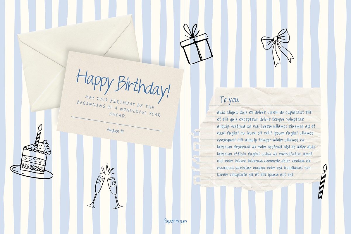 Happy Birthday Font, a Handwritten Font by paperinsun (Photo 3 of 6)