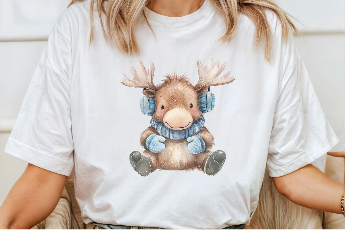 Kawaii Christmas Moose Clipart, an Illustration by Pixels.Craft (Photo 4 of 7)
