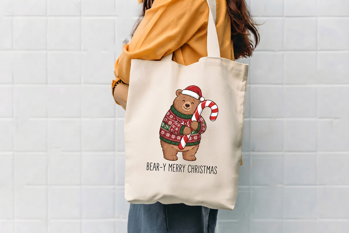 Beary Merry Christmas Bear PNG, a Seasonal Illustration by CrexoraLab (Photo 4 of 4)