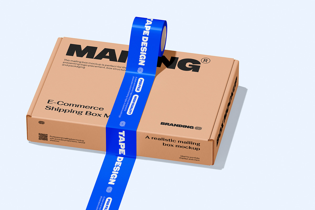 Mailing Box Mockup, a Packaging Mockup by Permadi Creative