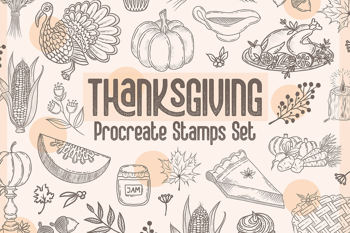 Thanksgiving Procreate Stamps Set, a Brush Add-On by MakeMyPlaceDesign (Photo 1 of 2)