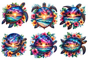 Sunset Sea Turtle Sublimation, an Illustration by Designworld (Thumbnail 2 of 4)