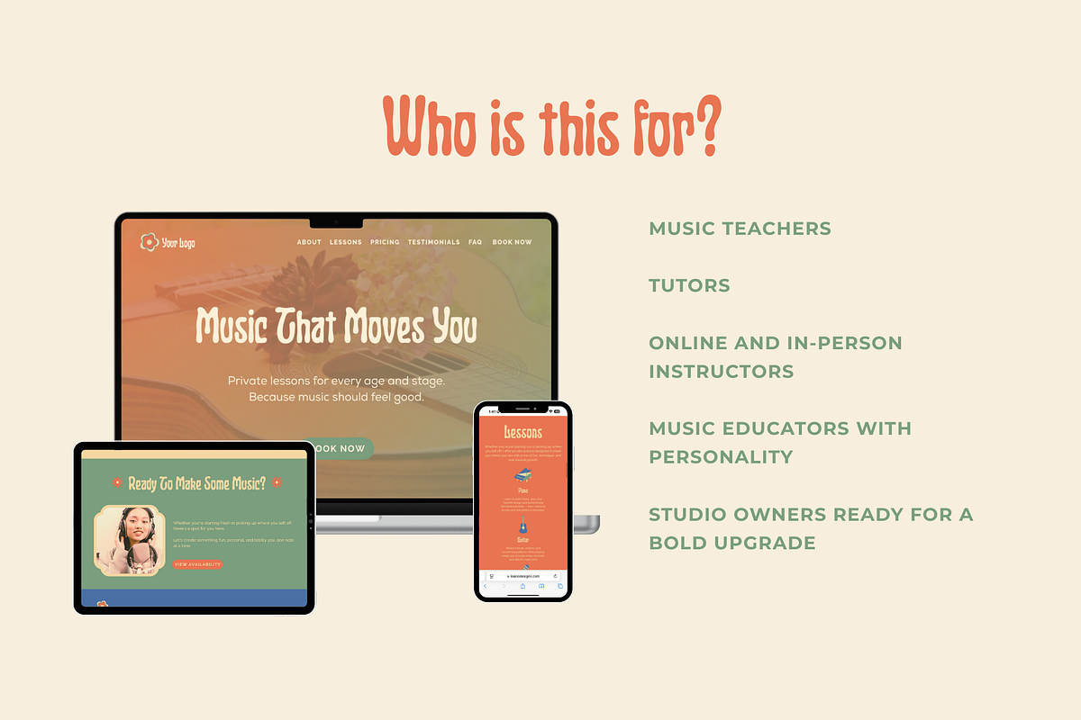 Studio Music Teacher Canva Website, a Templates & Theme by Liseno Designs (Photo 3 of 7)