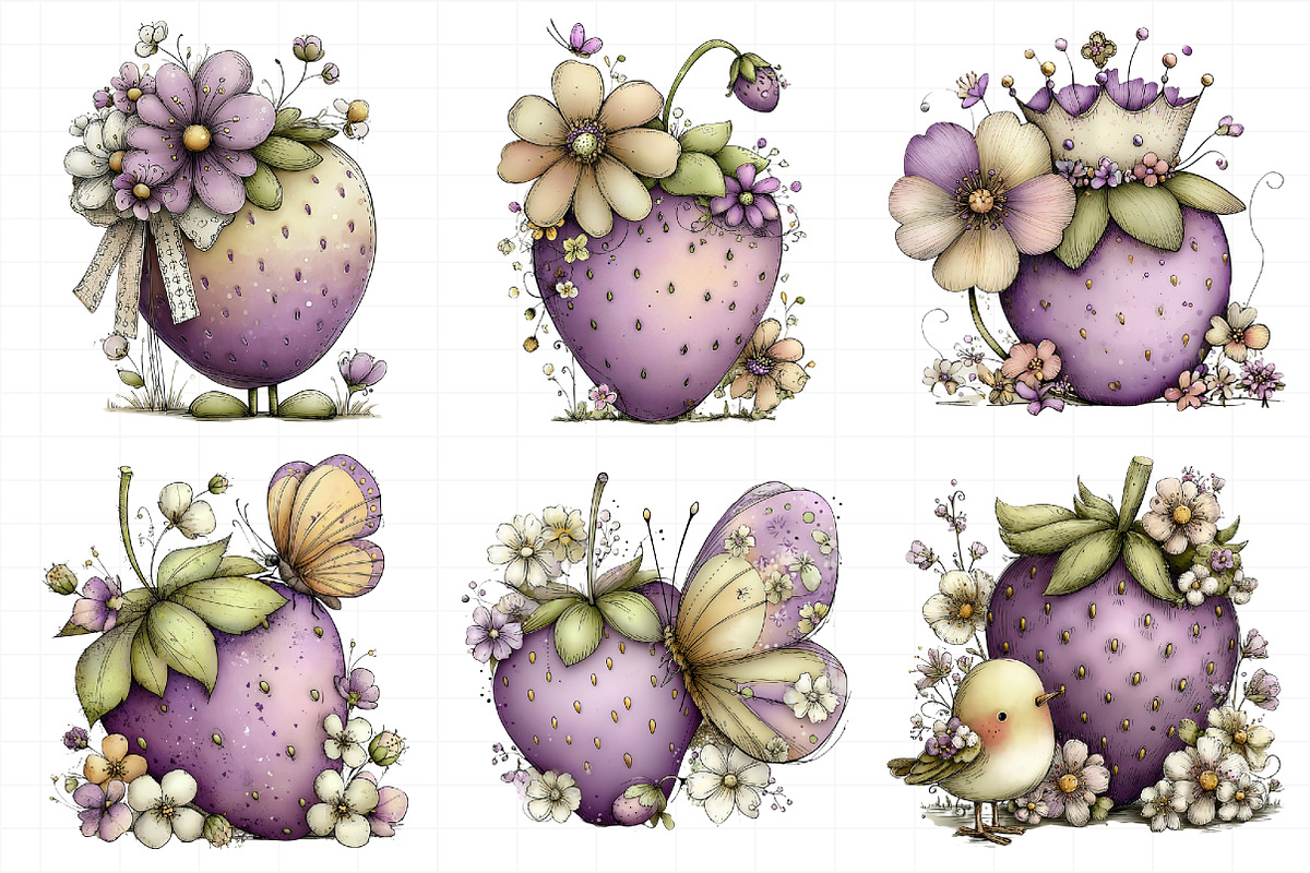 Whimsical Spring Strawberry Clipart, an Illustration by Daily.Designs (Photo 4 of 7)