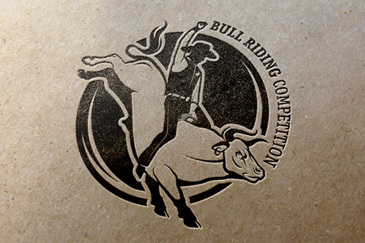 Set of vintage bull riding labels, a Texture Illustration by Moloko88