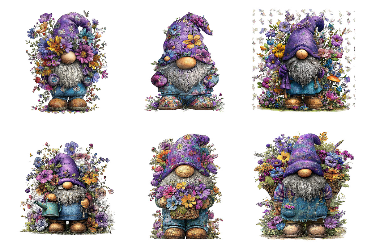 Whimsical spring gnome clipart, an Illustration by SinaCreation (Photo 11 of 11)