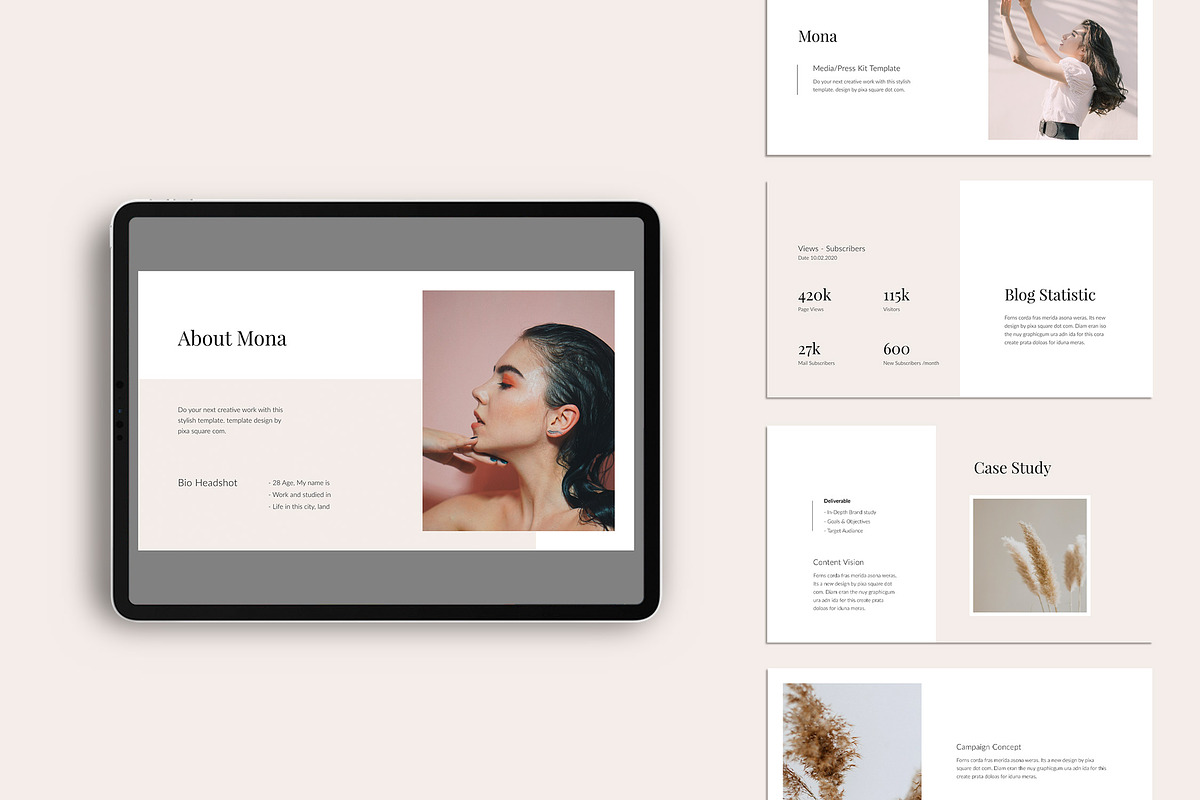 MONA - Media Kit Keynote Template, a Presentation Template by PixaSquare
