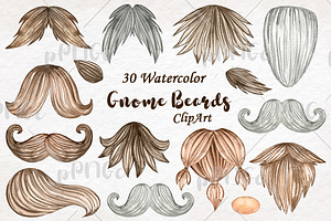 Watercolor Gnome Beards Clipart