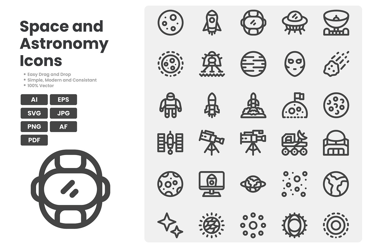 Space and Astronomy Icons, an Outline Icon by erifqizeicon (Photo 3 of 3)
