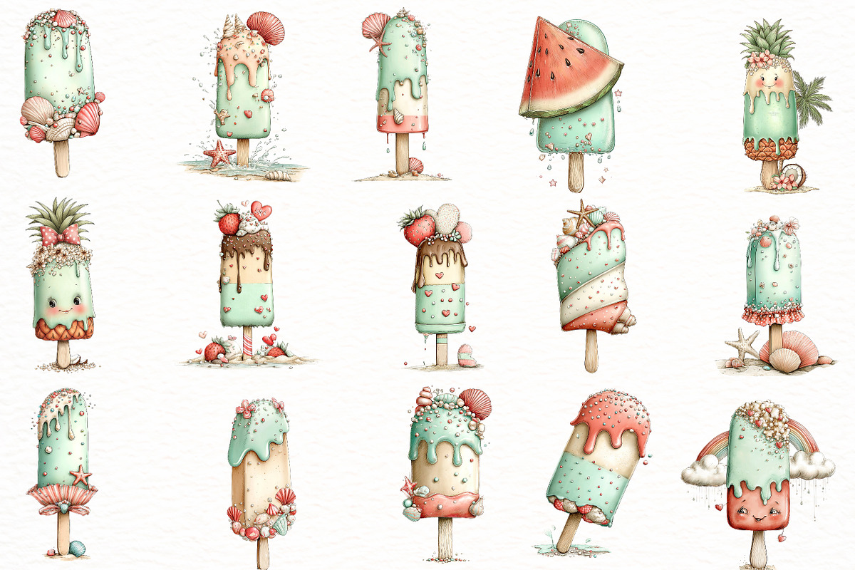 Whimsical Cold Summer Beach Ice Pop, an Illustration by Designworld (Photo 3 of 7)