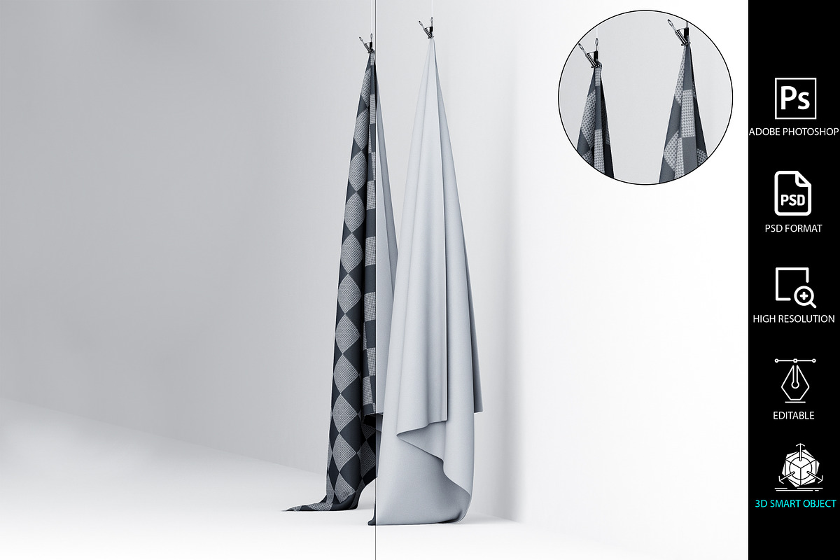 Hanging cloth mockup pack2, a Mockup by GraphicVil (Photo 7 of 7)