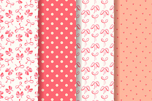 Seamless pattern with hearts & bows
