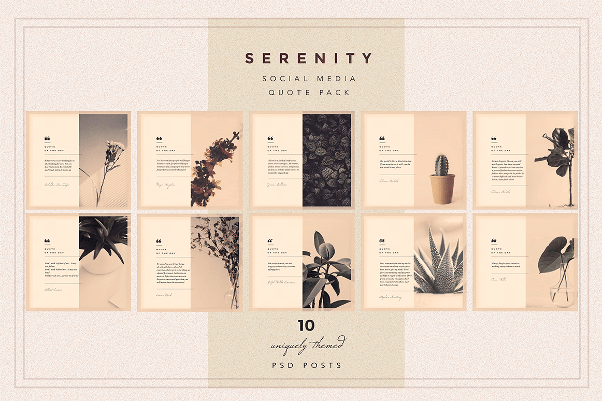 SERENITY Social Media Quote pack, a Social Media Template by Vova (Photo 1 of 8)