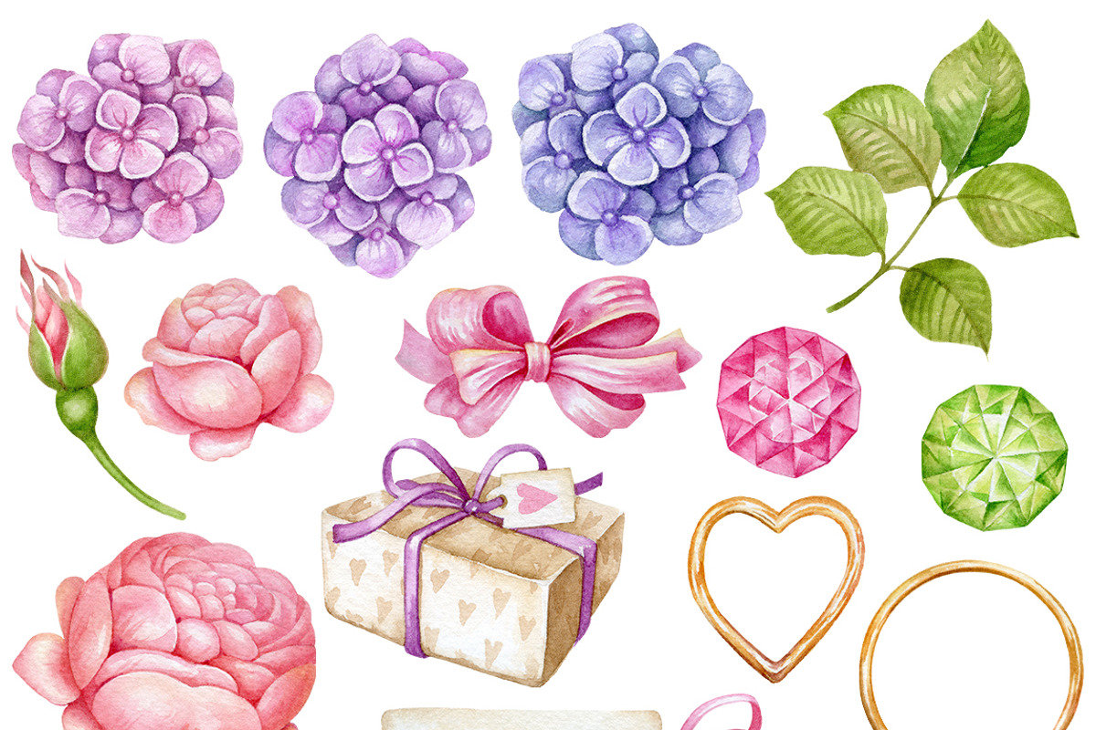 Watercolor valentine's clipart., an Illustration by Mary (Photo 3 of 3)