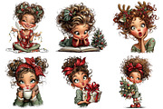 Whimsical Christmas Girl Clipart, an Illustration by Craft Nest (Thumbnail 7 of 9)