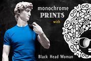 Monochrome female afro faces, a Person Illustration by eka panova (Thumbnail 1 of 5)