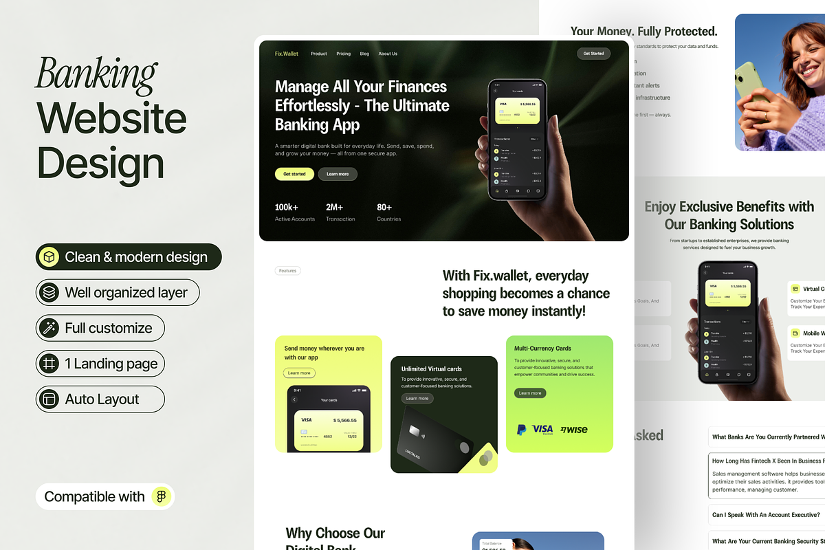 Digital Banking Landing Page Website, an UI Kit Template by Ahmed Rubel (Photo 1 of 3)