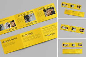A4 Landscape Trifold Brochure Mockup
