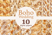 Boho Wedding Digital Paper | Flowers, a Pattern Graphic by GlamArtZhanna (Thumbnail 1 of 3)