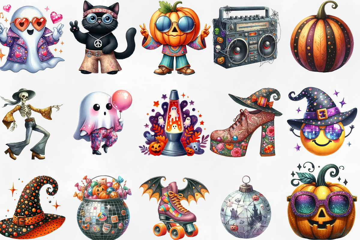 Disco Halloween Sublimation Clipart, an Illustration by Designking (Photo 2 of 4)