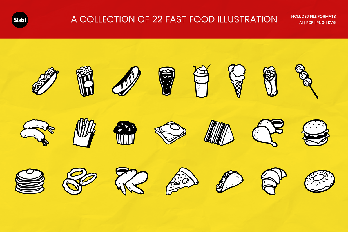 Fast Food Hand Drawn Illustration, an Object Graphic by SLAB! Design (Photo 2 of 4)