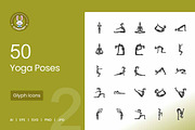 50 Yoga Poses Glyph Icons, an Icon by IconBunny (Thumbnail 1 of 2)