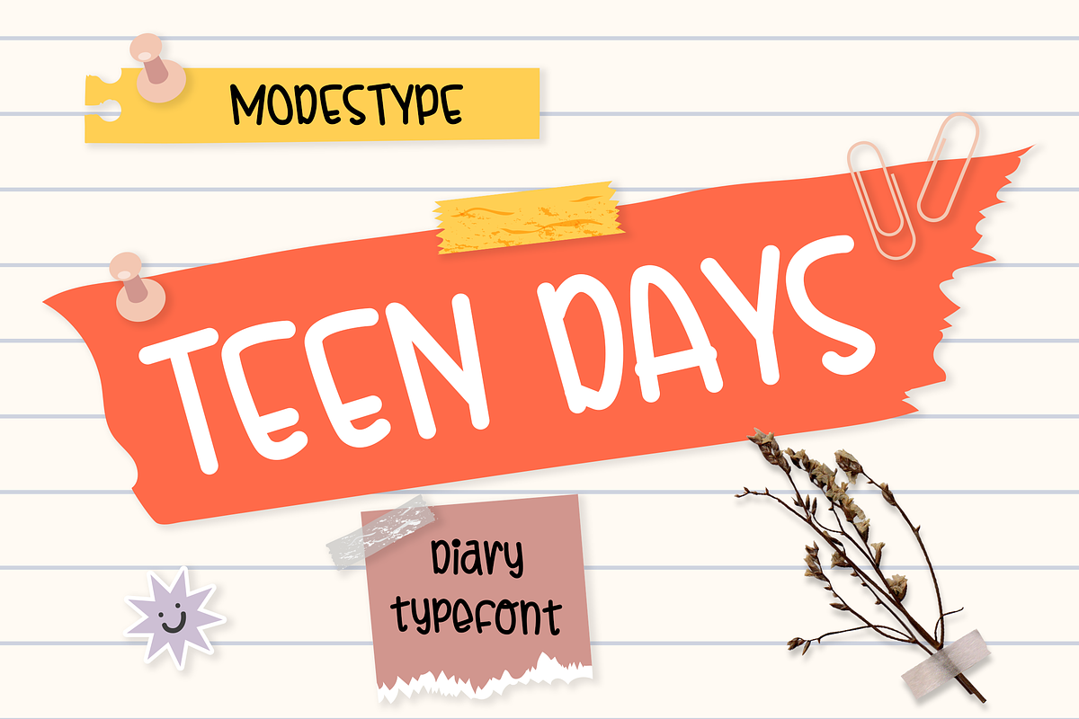 Teen Days - Diary Kids Font, a Sans Serif Font by Modestype Studio (Photo 1 of 10)