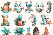 Watercolor Sun Kissed Summer Beach, a Seasonal Illustration by BusyDaydesign (Thumbnail 6 of 9)
