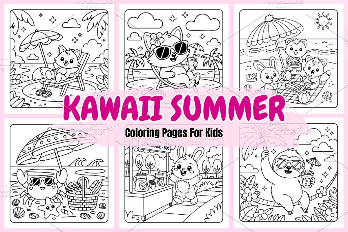Kawaii Summer Coloring Book Vol-02, a Seasonal Illustration by Coco Bloom (Photo 1 of 3)