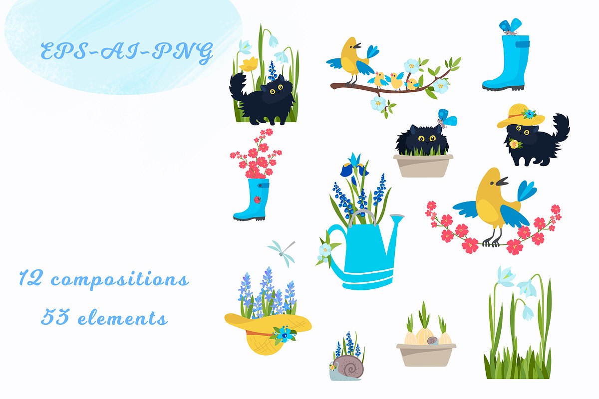 Spring Garden Clipart Set, a Seasonal Illustration by EshaStudio (Photo 3 of 4)