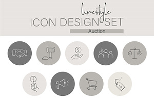 Linestyle Icon Design Set Auction