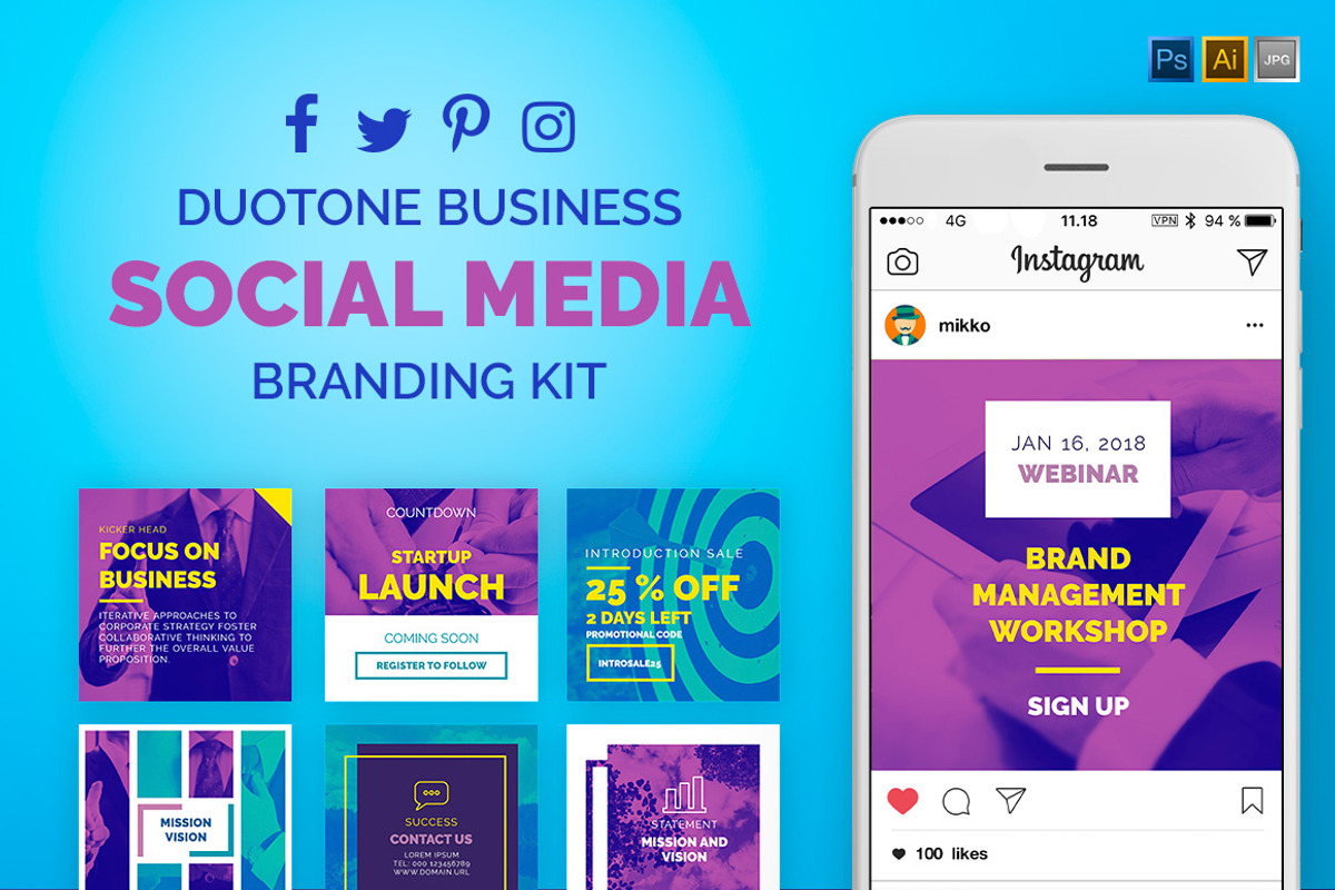 Duotone Business Social Media Pack, a Social Media Template by Mikko Lemola (Photo 1 of 6)