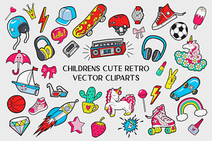Kid's Retro Cliparts & Patterns