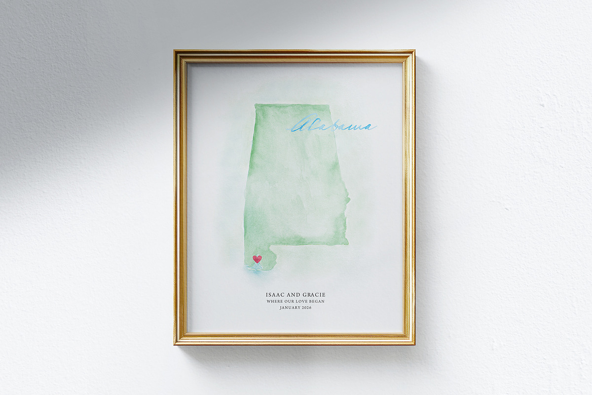 Watercolor Map of Alabma, a Graphic by Beloved Paper (Photo 6 of 6)