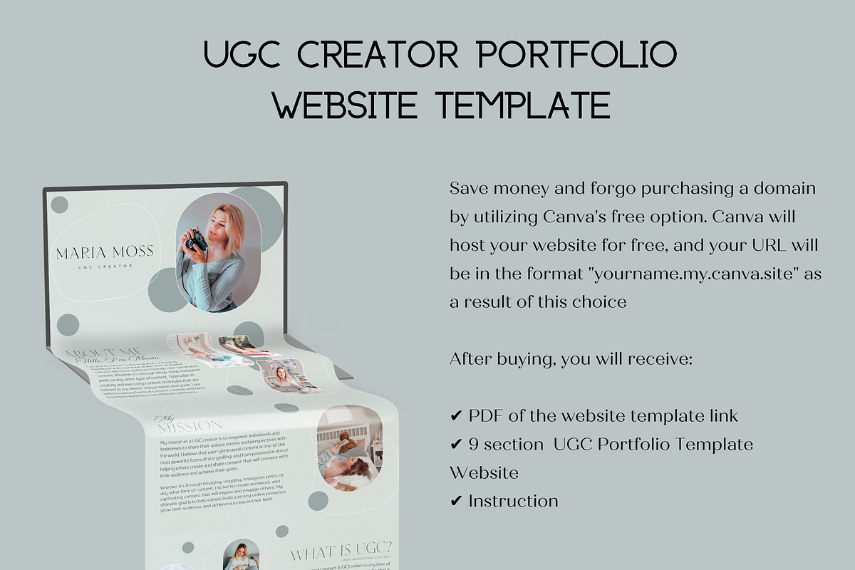 UGC Portfolio Website Canva Template, a Landing Page Template by Wixify Studio (Photo 3 of 8)