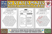 50 States Puzzles Mazes Worksheets, an Education Illustration by EduEnrich (Thumbnail 1 of 3)