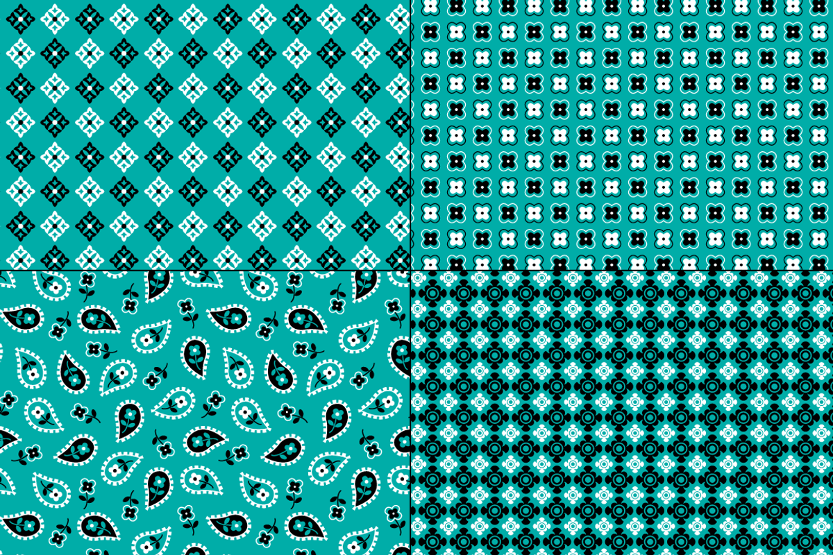 Seamless Turquoise Bandana Patterns preview 6