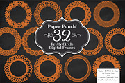 Pumpkin Lace Frames Clipart, an Illustration by Amanda Ilkov (Thumbnail 1 of 5)