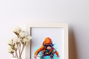 Painting Monkey Playing Skateboard.