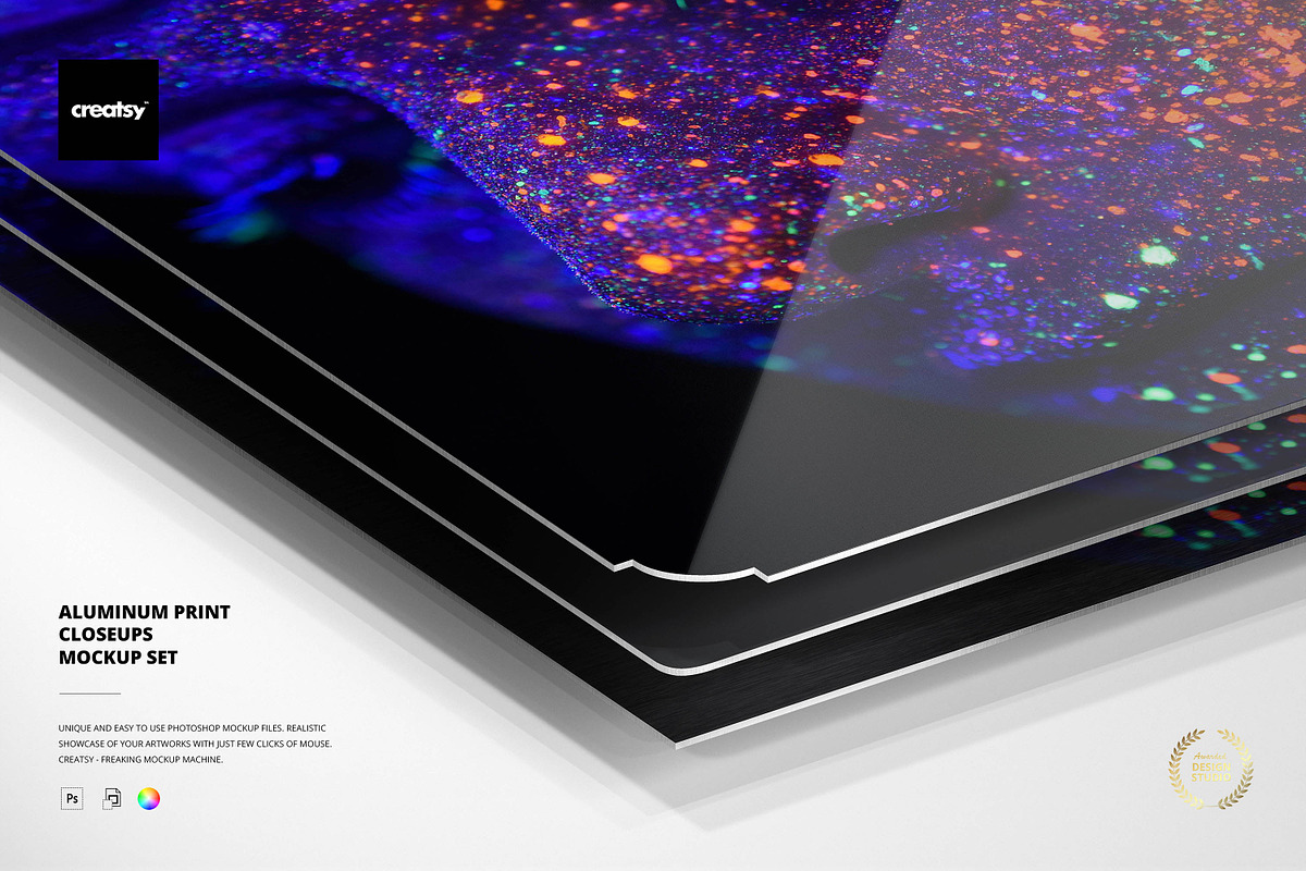 Aluminum Print Closeups Mockup Set, a Product Mockup by creatsy5 (Photo 1 of 9)