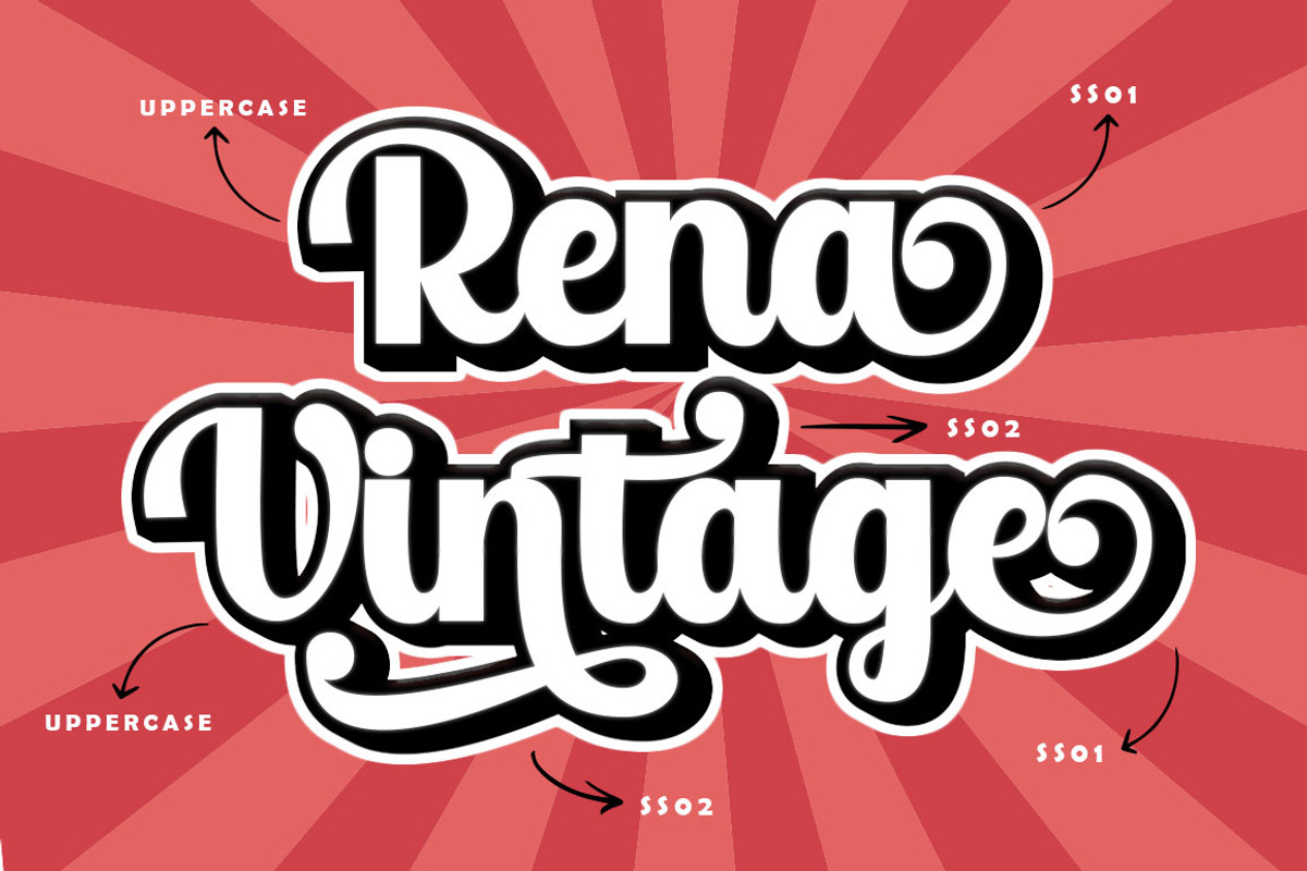 Rena - Retro Font, a Script Font by Madjack.font (Photo 2 of 8)