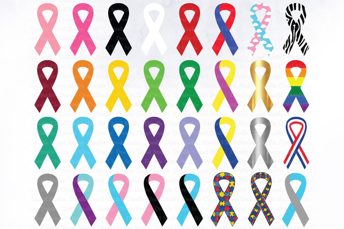 Awareness Ribbon Bundle Clipart, SVG, an Illustration by Doodle Cloud ...