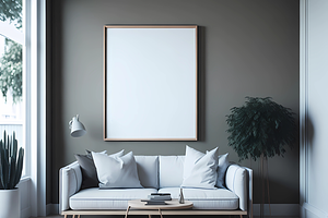 Living Room Frame Mockup, a Print Template by Ali's Designs