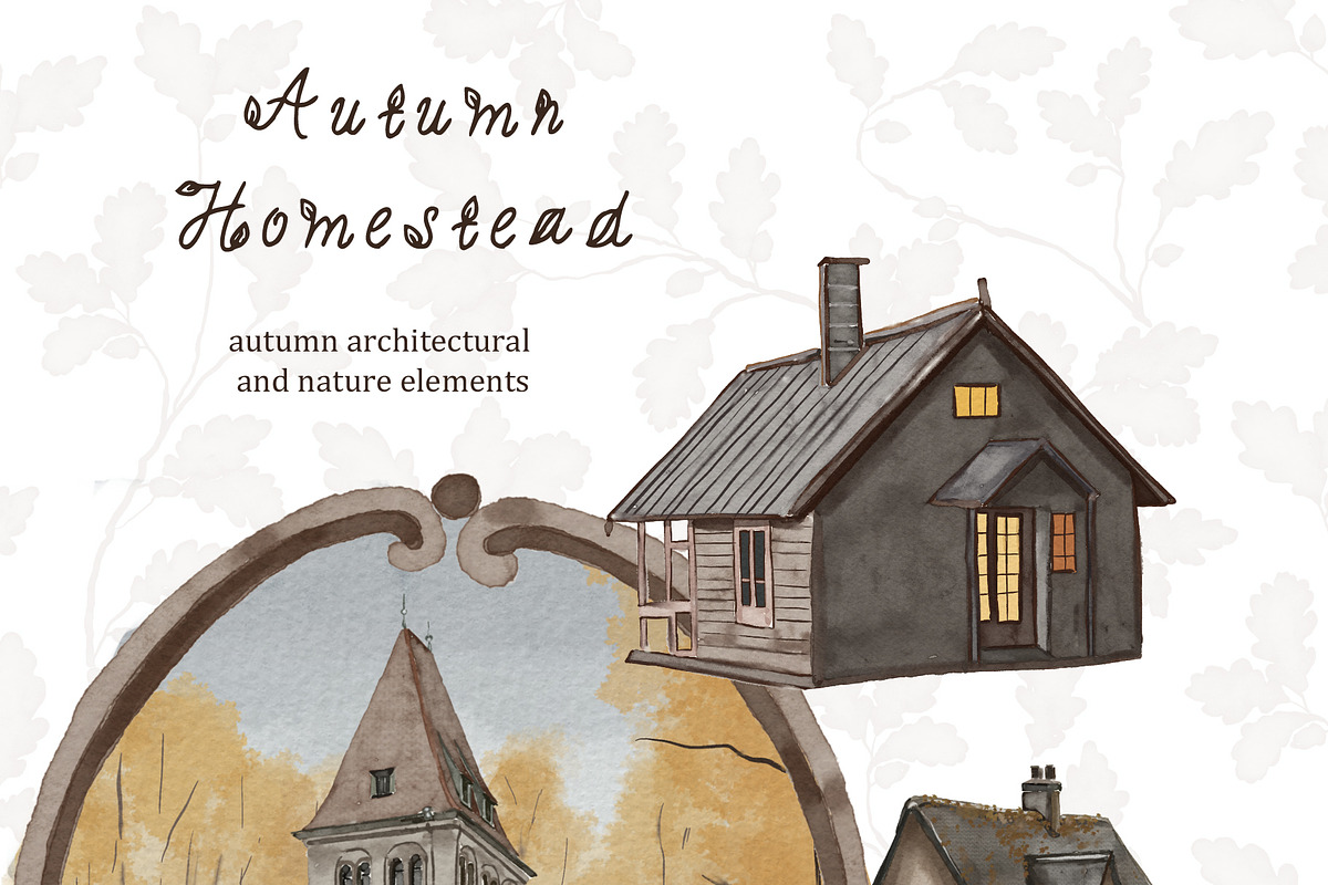 Autumn Homestead-Vintage Сlipart Set, a Seasonal Illustration by Amely.Art (Photo 3 of 14)