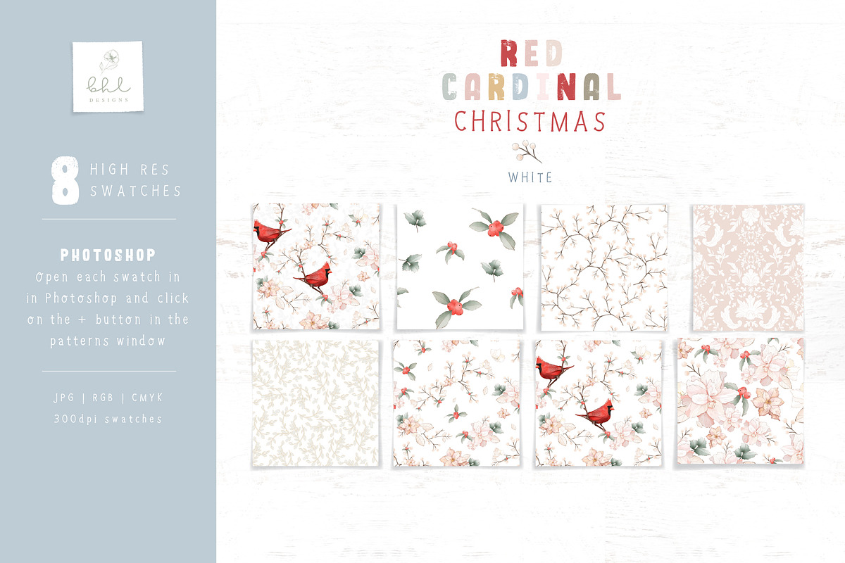 Christmas Seamless Patterns - White, a Pattern Graphic by bhldesigns (Photo 2 of 15)