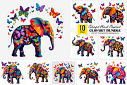 10 Colorful Floral Elephant PNG, a Graphic by Clipart Bloom (Thumbnail 1 of 12)